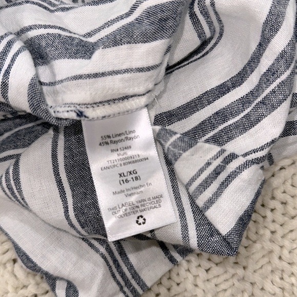 Time and Tru Striped Blue and White Dress size XLarge linen rayon fabric blend - Picture 4 of 4